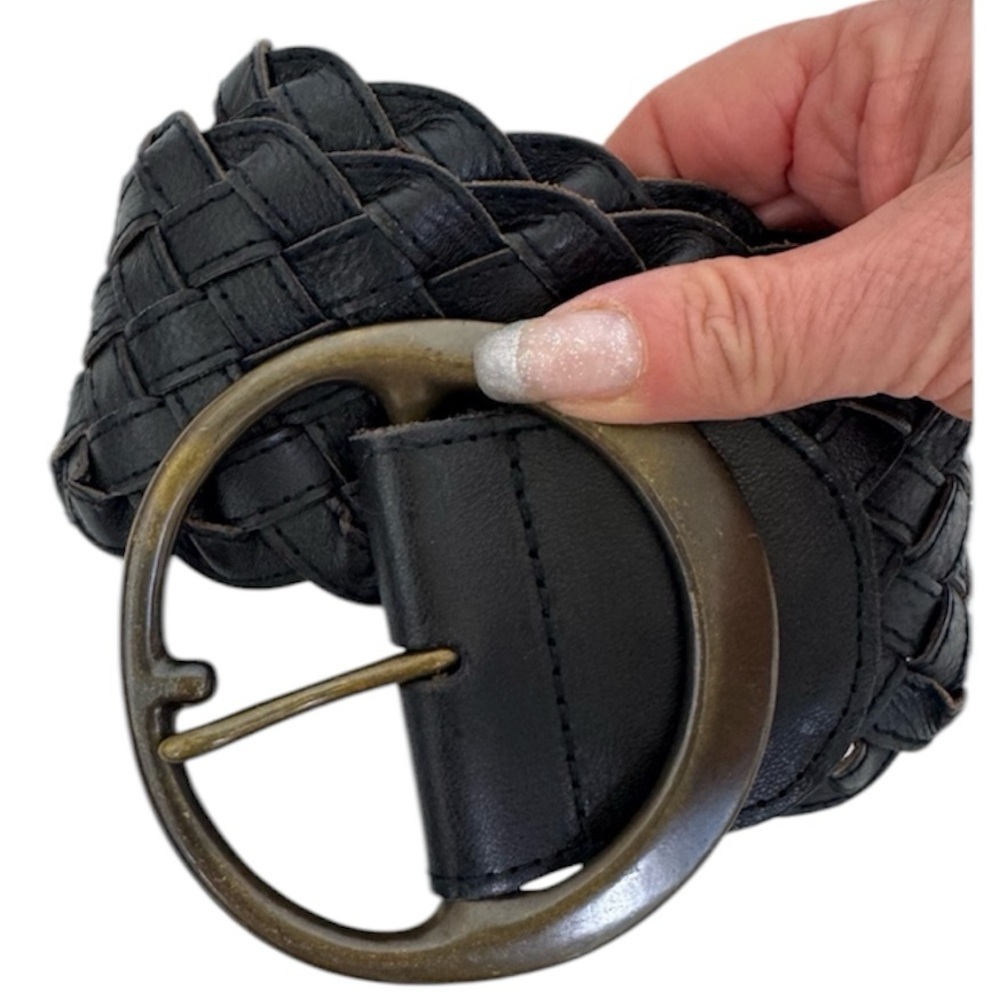 Banana Republic Black Woven Belt with Gold Buckle